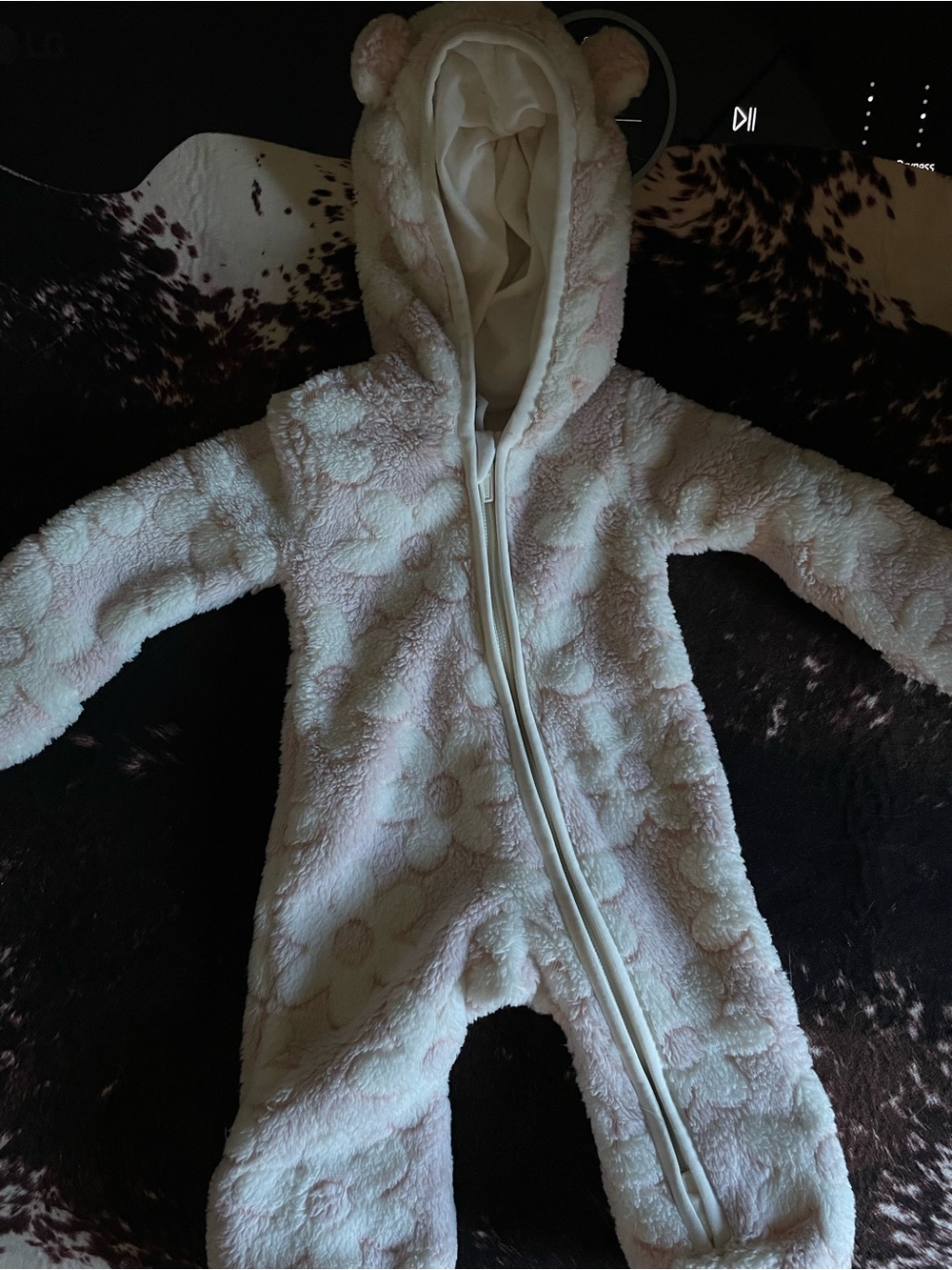 Cozy Pink Teddy Fleece Baby One-Piece with Hood